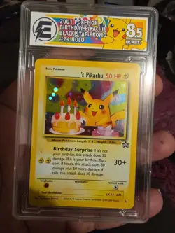 Pokemon Pikachu TCG 2001 Birthday Black Star Promo Holo Card #24 8.5 - Image 1