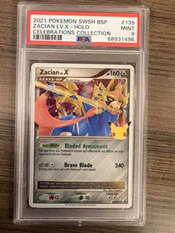 Pokemon Zacian Lv. X SWSH Promo Cards SWSH135 Holo Promo PSA 9 2021 - Image 1