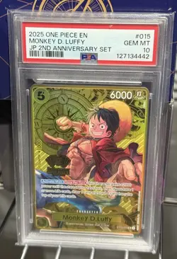 2025 ONE PIECE JAPANESE 2ND ANNIVERSARY SET #015 MONKEY D. LUFFY PSA 10 English - Image 1