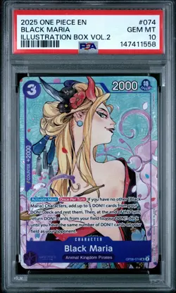2025 ONE PIECE PROMOS ILLUSTRATION BOX VOL.2 #074 BLACK MARIA PSA 10 - Image 1