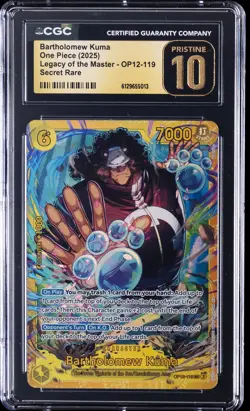 2025 ONE PIECE LEGACY OF THE MASTER SECRET RARE BARTHOLOMEW KUMA CGC 10 PRISTINE - Image 1