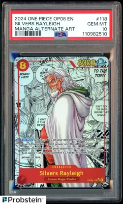2024 One Piece OP08 EN Manga Alternate Art #118 Silvers Rayleigh PSA 10 GEM MINT - Image 1