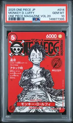 2025 ONE PIECE JAPANESE PROMOS ONE PIECE MAGAZINE VOL.20 MONKEY D. LUFFY PSA 10 - Image 1