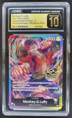 2025 ONE PIECE MONKEY D. LUFFY PROMO 3RD ANNIVERSARY CGC 10 PRISTINE G PT - Image 1