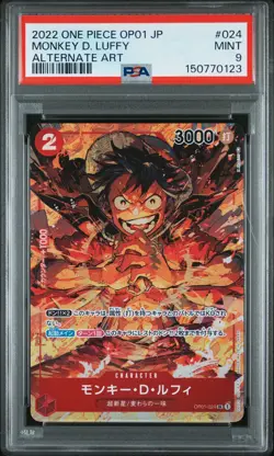 2022 ONE PIECE JAPANESE OP01-ROMANCE DAWN ALTERNATE ART MONKEY D. LUFFY PSA 9 - Image 1