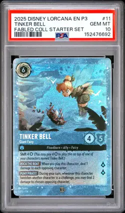 2025 DISNEY LORCANA EN P3-PROMO #11 TINKER BELL GIANT FAIRY PSA 10 - Image 1