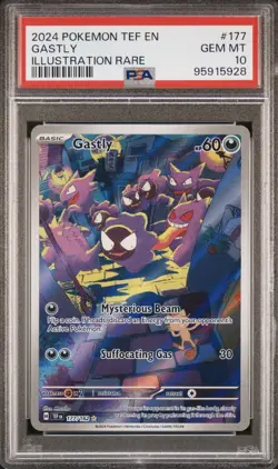 PSA 10 GEM MINT Gastly IR 177/162 Illustration Rare Pokemon Temporal Forces - Image 1