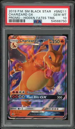 2019 Pokemon SM Black Star Promo Hidden Fates Tins Charizard GX #SM211 PSA 10 - Image 1