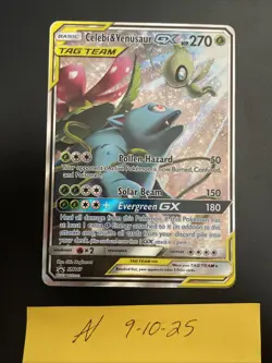 Pokemon TCG Celebi & Venusaur GX SM167 Sun & Moon Promo Tag Team Holo Ultra Rare - Image 1