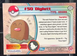 Pokemon TV Animation Series 1 #50 Diglett- FOIL Topps Nintendo Card - Image 2