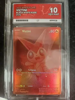Pokemon TCG White Flare English Red Victini Card 172/086 Ace Grading GEM MINT 10 - Image 1