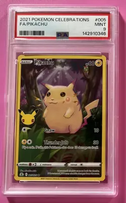 2021 PIKACHU PSA 9 POKEMON CELEBRATIONS 005/025 FULL ART CARD - Image 1