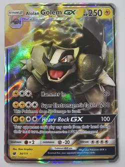 Pokemon card TCG - Alolan Golem GX 34/111 Half Art Crimson Invasion NM - Image 1