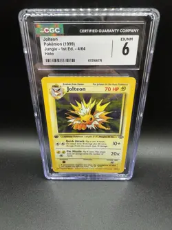 Jolteon 04/64 Jungle Holo First Edition Graded Pokemon Card CGC 6 - Image 1