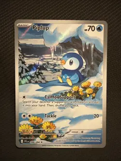 Pokemon TCG Piplup 098/094 – Phantasmal Flames – Illustration Rare Pokemon Card - Image 1
