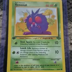 Pokemon Venonat Jungle 63/64 1st Edition Regular Common 40 HP 1999 Card - Image 1