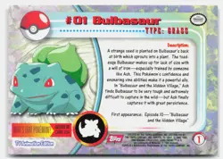 Bulbasaur #1 Topps Trading Cards Series 1 Pokemon Near Mint - Image 2