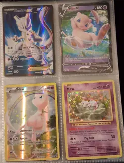 Pokemon TCG Mewtwo EX 157/162, Mew V & 2x Mew XY110 4-Card Lot Foil/Holo - Image 1