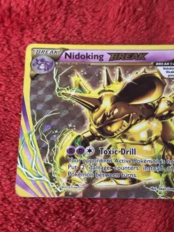 Nidoking BREAK 46/108 Evolutions Holo Pokemon Card Played - Image 2