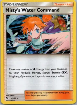 Misty's Water Command 63/68 Holo Rare Hidden Fates Pokemon Holo Near Mint - Image 1