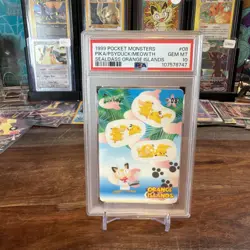 PSA 10 Pikachu Psyduck 1999 Sealdass Orange Islands Japanese Pokemon Carddass - Image 1