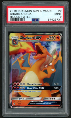 2019 POKEMON CHARIZARD GX HIDDEN FATES SUN & MOON HIDDEN FATES #9 PSA 9 - Image 1