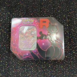 Pokemon TCG Destined Rivals Team Rockets Mewtwo EX Tin Factory Sealed - Image 1