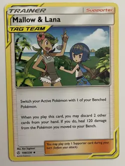 Mallow & Lana 198/236 Pokemon TCG SM Cosmic Eclipse Tag Team LP - Image 1