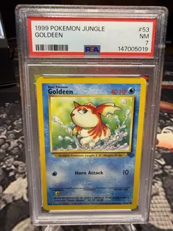1999 POKEMON JUNGLE #53 GOLDEEN PSA 7 - Image 1