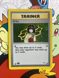 Pokemon TCG Erika 16/132 1st Edition Gym Heroes Trainer Holo Rare 2000 LP - Image 1