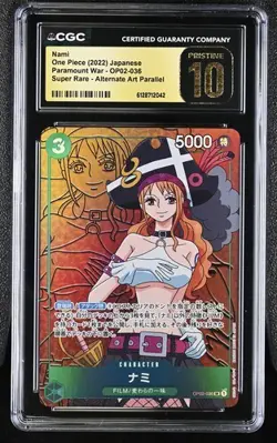 CGC 10 Pristine Nami OP02-036 Alternate Art Parallel One Piece Japanese - Image 1