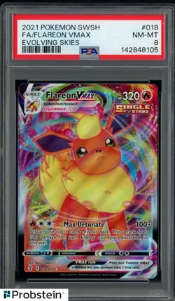 2021 Pokemon SWSH Evolving Skies #018 FA Flareon VMAX PSA 8 NM-MT - Image 1