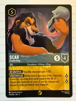 Disney Lorcana Fabled TCG Card Lion King Legendary SCAR - Finally King #175/204 - Image 1