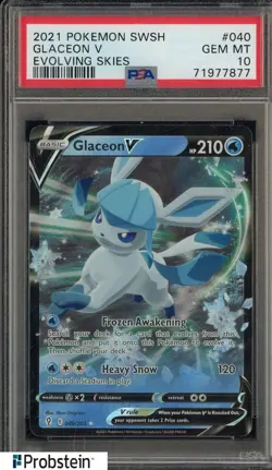 2021 Pokemon SWSH Evolving Skies #040 Glaceon V PSA 10 GEM MINT - Image 1
