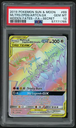 2019 POKEMON MLTRS/ZPDS/ARTCN.GX-FA-SECRET SUN & MOON HIDDEN FATES #69 PSA 10 - Image 1