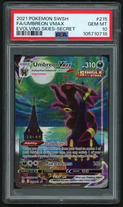 POKEMON UMBREON VMAX 2021 SWORD & SHIELD EVOLVING SKIES #215 FA PSA 10 - Image 1