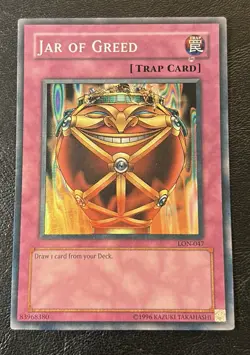 Yu-Gi-Oh! TCG Jar of Greed LON-EN047 Unlimited Super Rare Holo - Image 1