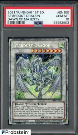 2021 Yu-Gi-Oh! 1st Edition Dawn of Majesty DAMA-EN100 Stardust Dragon PSA 10 - Image 1