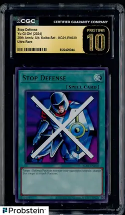 2024 Yu-Gi-Oh! 25th Anniversary Kaiba #KC01-EN039 Stop Defense CGC 10 PRISTINE - Image 1