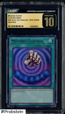 2024 Yu-Gi-Oh! 25th Anv Kaiba #KC01-EN040 Mesmeric Control CGC 10 PRISTINE - Image 1