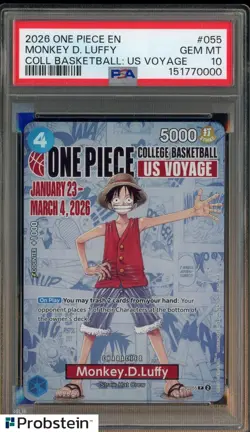 2026 One Piece EN College Basketball US Voyage #055 Monkey D Luffy PSA 10 - Image 1
