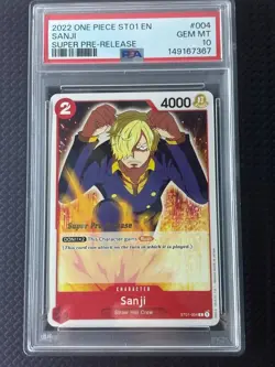 2022 ONE PIECE SANJI PSA 10 ST01 ENGLISH SUPER PRE RELEASE STRAW #004 - Image 1