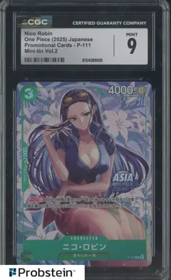 2025 One Piece Japanese Promo P-111 Nico Robin Mini Tin Vol.2 CGC 9 MINT - Image 1