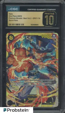 2025 One Piece OP07-118 Sabo Premium Booster Best Vol.2 CGC 10 PRISTINE - Image 1