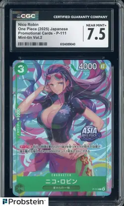 2025 One Piece Japanese Promo P-111 Nico Robin Mini Tin Vol.2 CGC 7.5 NM+ - Image 1
