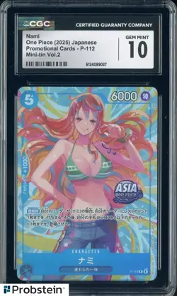 2025 One Piece Japanese Promo P-112 Nami Mini Tin Vol.2 CGC 10 GEM MINT - Image 1