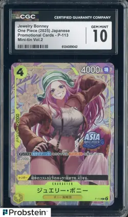 2025 One Piece Japanese Promo P-113 Jewelry Bonney Mini Tin Vol.2 CGC 10 - Image 1