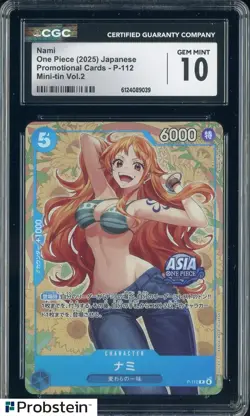 2025 One Piece Japanese Promo P-112 Nami Mini Tin Vol.2 CGC 10 GEM MINT - Image 1