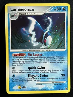 Lumineon Holo - 4/100 Rare D&P Stormfront Pokemon TCG Card LP w SWIRL - Image 1