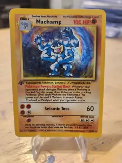 Machamp 8/102 Holo 1st Edition Base Set Rare 1999 Pokemon Card LP - Image 1